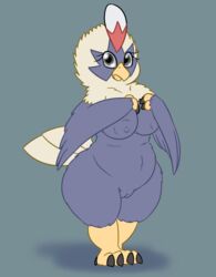 1girls anthro areola avian beak bird black_eyes blue_fur breasts chest_tuft claws eagle erect_nipples eyelashes feathered_wings feathers female fur generation_5_pokemon hand_on_breast head_tuft looking_at_viewer nintendo nipples nude open_mouth pokémon_(species) pokemon posexe pussy rufflet simple_background slightly_chubby solo standing thick_thighs toe_claws tuft video_games white_fur wide_hips wings