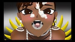 1girls 2d ahe_gao banana black black_and_white cum cum_in_mouth cum_on_face dark-skinned_female dark-yoka18 dark_skin earrings eyes_open female_focus josephine_baker kagami_hirotaka longer_than_10_seconds necklace open_mouth open_wide pearl_necklace shorter_than_30_seconds simple_background sperm tagme taimanin_(series) taimanin_asagi taimanin_style tasting_cum video