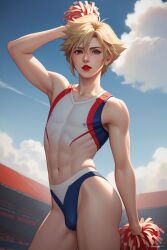 abs afroking ai ai_generated anime anime_style athletic athletic_male blonde_hair bulge cheerleader cheerleader_uniform cloud_strife crossdressing crossdressing_male femboy final_fantasy gay male male_only muscles muscular muscular_male sissy solo solo_male twink underwear yaoi