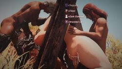 blowjob cow_girl cow_print cum_in_mouth cum_in_pussy defeated final_fantasy_xiv gameplay_mechanics gpose(ffxiv) impregnation rape saliva saliva_trail sherry_reina