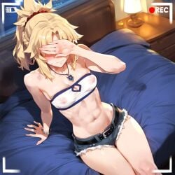 ai_generated bedroom blonde_hair fate_(series) mij mordred_(fate)