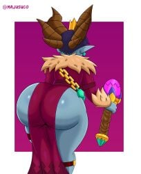 1girls ass ass_focus back_view big_ass blue_skin brawl_stars bubble_ass bubble_butt butt dress horns huge_ass huge_butt majusuco malicious_mandy_(brawl_stars) mandy_(brawl_stars) thick_hips thick_thighs