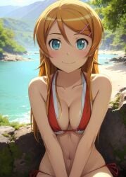 1girls 2d ai_generated aqua_eyes athletic athletic_female bare_shoulders belly big_ass bikini bikini_bottom bikini_top blonde_hair blue_eyes cameltoe chest curvy curvy_figure cute cute_face detailed eyelashes eyeshadow female female_only fit fit_female focus hair_ornament high_quality kirino_kosaka kousaka_kyousuke legs light-skinned_female light_skin lips lipstick long_hair looking_at_viewer makeup mascara mature medium_breasts midriff naked navel nero100 ore_no_imouto_ga_konna_ni_kawaii_wake_ga_nai pale-skinned_female pale_skin petite petite_body posing seductive seductive_look sling_bikini stable_diffusion tagme thighs young younger_female