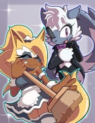 2girls anthro breasts fangs female female_only idw_comics idw_publishing leggings maid maid_headdress maid_outfit maid_uniform sega senshion sonic_(series) sonic_the_hedgehog_(comics) sonic_the_hedgehog_(idw) sonic_the_hedgehog_(series) tagme tangle_the_lemur tongue tongue_out whisper_the_wolf