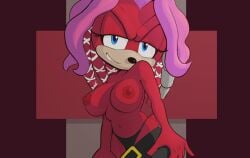 anthro archie_comics areola blue_eyes breasts clothed clothing echidna female hair hi_res lien-da looking_at_viewer mammal monotreme nipples panties pink_hair red_body sega smile solo sonic_(series) sonic_the_hedgehog_(archie) sonic_the_hedgehog_(comics) sonic_the_hedgehog_(series) spikeybluething topless underwear undressing