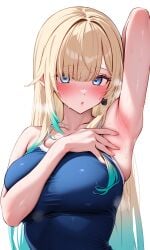 1female 1girls :o ai_generated aizawa_ema armpits big_breasts breasts commentary_request english_commentary female female_focus female_only hd hi_res highres light-skinned_female light_skin mixed-language_commentary simple_background solo solo_female solo_focus very_high_resolution virtual_youtuber vspo! vtuber