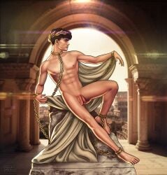 ancient_greece ancient_rome ankle_cuffs chained choker collar cute foreskin gay joe_locke laurel_crown laurel_wreath milkypeach232 muscular_male pose sexy sexy_pose slave slave_boy soft_penis statue toned twink uncircumcised uncut wiccan wrist_cuffs