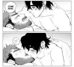 2boys bara couple daddy dilf english english_text facial_hair gay gay_sex kissing luke_(mewniverse) male male/male male_only mewniverse muscular muscular_male romantic romantic_couple sam_(mewniverse) yaoi