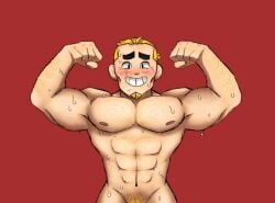 brawl_stars breasts grom_(brawl_stars) horny muscles nervous nsfw only_male sweatdrop