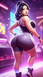 3d 3d_style ai_generated ass ass_focus big_ass big_butt bubble_ass bubble_butt fat_ass fat_butt female female_focus female_only long_hair looking_at_viewer looking_back milf thick thick_ass