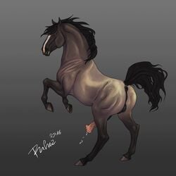 2016 anatomically_correct anatomically_correct_anus anatomically_correct_penis animal_genitalia animal_penis anus backsack balls brown_eyes brown_fur dripping equine equine_penis erection feral fur grey_background hi_res hooves horse horsecock looking_at_viewer male male_only mammal mane multicolored_fur on_hind_legs penis perineum pink_penis precum puffy_anus quadruped raised_tail rufciu signature simple_background solo underhoof vein veiny_penis white_fur