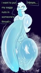 absurd_res balls big_balls big_penis blue_balls blue_body blue_penis bodily_fluids boo_(mario) closed_eyes cute_fangs dialogue erection foreskin genitals hair hanging_penis hi_res huge_balls huge_cock huge_tongue humanoid hyper hyper_balls hyper_genitalia hyper_penis long_tongue male mario_bros motion_lines nintendo penis plushtrapboyuwu saggy_balls smile solo speech_bubble sweat sweaty_balls sweaty_genitalia text thick_thighs tongue