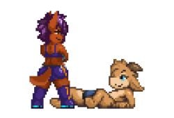 animated anthro cowgirl_position cum female femdom furry_only kincaid male pixel_animation riding ripped_clothing tagme the_adventures_of_kincaid