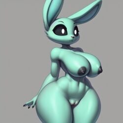 ai_generated anthro big_ass big_breasts big_butt big_hips breasts breasts_bigger_than_head breasts_out bunny critters_(poppy_playtime) domestic_rabbit furry_only green_body green_fur green_skin hips hips_wider_than_shoulders hoppy_hopscotch hoppy_hopscotch_(poppy_playtime) hyper hyper_ass hyper_breasts hyper_butt hyper_hips no_humans poppy_playtime poppy_playtime_(chapter_3) rabbit simple_background smiling_critters white_background