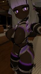 big_breasts bikini dark_skin raruh_(avatar) robot_girl thick_thighs vrchat vrchat_avatar