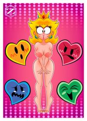 covering_crotch embarrassed_nude_female enf front_view looking_at_viewer princess_peach super_princess_peach surprised zarnacius