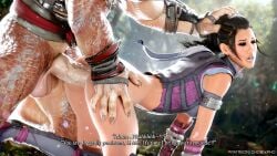 1boy 1girls 3d asian asian_female ass big_penis black_hair bottomless bubble_butt chobixpho dialogue female female_focus general_shao hair_pull li_mei makeup male mortal_kombat mortal_kombat_1_(2023) netherrealm_studios partial_male penetration pulling_hair sex shao_kahn straight tagme text wide_hips