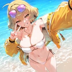 ai_generated anis_(nikke) beach big_breasts bikini goddess_of_victory:_nikke mij