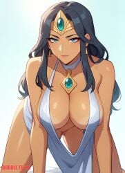 1female 1girls ai_generated big_breasts black_hair blue_eyes breasts bubbleteexl commentary_request dark-skinned_female dark_skin english_commentary female female_focus female_only hd hi_res highres league_of_legends looking_at_viewer mixed-language_commentary sexy_pose sivir solo solo_female solo_focus very_high_resolution