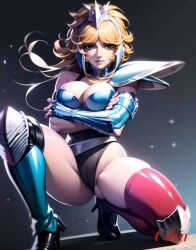 1girls ai_generated armor battle_armor black_leotard breasts breasts_focus eagle_marin female female_focus female_only leotard long_hair saint_seiya shounen_jump silver_saints solo solo_female solo_focus thick_thighs thighs wide_hips