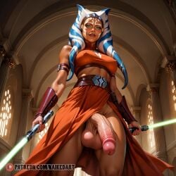 1futa ahsoka_tano ai_generated big_penis erect_penis erection futa_only futa_sans_pussy futanari huge_cock intersex low-angle_view naikedart solo stable_diffusion star_wars