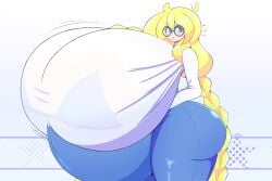 blonde_hair bra_visible_through_clothes cassie_(theycallhimcake) edit glasses huge_breasts hyper_pregnancy pregnant purpleguyri riley_moore_(artist)