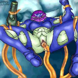 female female_only fusion_suit held_up metroid metroid_fusion nintendo power_armor samus_aran sex_through_clothes tagme tentacle_sex tentacles