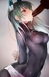 bodysuit censored cum erect_nipples fellatio jpeg_artifacts menou_kaname no_bra oral panties penis taishi_(picchiridou)