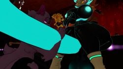 1boy 1futa 3d anthro femboy futa_on_male futanari male ralsei tasque_manager_(deltarune) vrchat