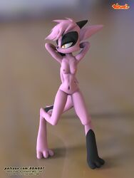 2016 3d anthro armpits bbmbbf breasts dreamkeepers female fur furry hair mammal navel nipples pink_fur pink_hair pussy solo viriathus