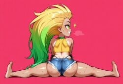 ai_generated big_ass big_butt brax_(artist) brazilian brazilian_female civitai full_split hips jeans_shorts league_of_legends shortstack split splits stable_diffusion tagme tan tan_body tanned wide_hips zoe zoe_(league_of_legends)