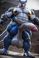 3d ai_generated anthro balls big_balls big_penis bodybuilder canid canine canis ear_piercing furry furrypornaddiction gladiator huge_balls huge_cock huge_pecs humanoid_penis male musclegut muscular muscular_arms muscular_male nipples pecs penis piercing quads saggy_balls solo sweat sweaty tongue_out wolf