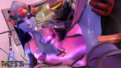 3d animated balls bodysuit bouncing_breasts breasts erection female from_behind light-skinned_male lying male metssfm on_side open_mouth original_voice overwatch penetration penis purple_skin pussy sex soldier_76 sound spread_legs straight testicles vaginal_penetration video widowmaker