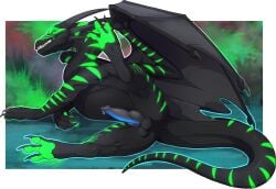 2019 alpha_channel animal_genitalia animal_penis anus ass balls black_penis bodily_fluids canine_genitalia canine_penis claws dragon erection feral genital_fluids genitals hi_res horn knot knotted_penis looking_at_viewer looking_back lying male mythological_creature mythological_scalie mythology nitrods noxy_(dragon) nude on_side pawpads paws penis precum presenting presenting_hindquarters raised_leg scalie solo spread_legs spreading tail urethra vein wings