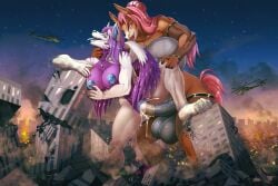 aircraft animal_genitalia animal_penis areola balls big_balls big_breasts bodily_fluids breasts building building_destruction canid canine city city_background city_destruction clothing cum destruction duo equid equine equine_genitalia equine_penis female fox genital_fluids genitals helaviskrew helicopter herm hi_res horse hybrid intersex intersex/female legwear legwear_only macro mammal mostly_nude net penetration penis stockings stockings_only vaginal_penetration vaginal_penetration vehicle vulva wings
