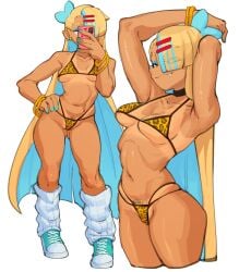 bikini blonde_hair dark-skinned_female dark_skin female gyaru nudiedoodles original ripley_(nudiedoodles) tagme