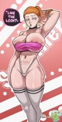arm_behind_head arm_up armpits barely_contained barely_contained_breasts big_breasts burnt_lewds choker curvy ear_ring earrings female female_focus female_only fit_female high_waisted_thong hoop_earrings incinerated_art nipple_slip nipples orange_hair ponytail rick_and_morty sexy sexy_body solo stomach summer_smith thick_thighs thigh_highs thighhighs thighs thong tube_top tubetop white_panties