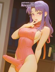 1futa 2025 ai_generated artist_name blunt_bangs blush breasts breasts breasts bust chest cock covered_nipples cum dick erection erection_under_clothes foreskin futanari hi_res high_quality high_resolution highres large_penis long_hair male_focus misato_katsuragi neon_genesis_evangelion novalust open_mouth patreon patreon_username penis phimosis precum purple_eyes purple_hair solo stable_diffusion sweater testicles uncensored watermark