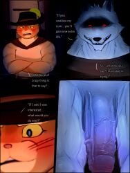 3:4 animated_character anthro big_penis bovid bovine canid canine canis cattle death_(puss_in_boots) dialogue dreamworks dreamworks_animation english_text erection furry genitals hi_res invalid_tag male mammal muscular naresonlewd nsfw penis predator/prey puss puss_in_boots:_the_last_wish puss_in_boots_(dreamworks) puss_in_boots_(film) puss_in_boots_(franchise) puss_in_boots_the_last_wish shrek_(series) size_difference text universal_pictures universal_studios wolf woof_(sound_effect)