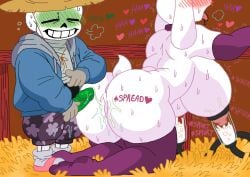1boy 1girls ass belly big_ass big_breasts big_butt big_penis blush breasts clothing cow_girl cum cum_in_pussy cum_inside dick doggy_style farm farmer farmtale female furry goat happy heart lactation large_breasts male mature_female milf milk milking milking_machine naked naked_female nipples nude nude_female oral oral_sex penis pussy sans sans_(farmtale) skeleton smaller_male sperm sweat sweating thick_thighs thighs tongue tongue_out toriel