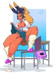 1futa animal_ears black_sclera breasts bunny_ears bunny_girl dark-skinned_futa dark_skin female final_fantasy_xiv futa_only futanari humanoid humanoid_penis intersex kemonomimi penis solo sylvia_kizann tagme viera