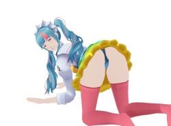 amame_doi ass_focus bent_over blue_hair blush maid panties smile upskirt