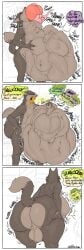 anthro ass body_outline burp_cloud burping canid comic death dialogue digestion eyewear fatal_vore genitals glasses group hi_res itskorrie korrie_(character) male male_pred mammal nude oral_vore penis solo struggling struggling_prey text trio unwilling_prey vore weight_gain