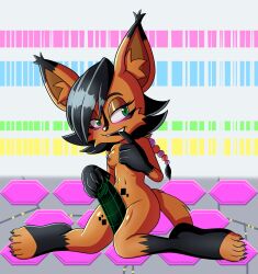 2025 archie_comics bite blush breasts brown_body brown_fur digital_media dildo felid feline female finger_bite finger_in_mouth fours_(artist) fourssss fur green_eyes hi_res inviting_viewer lynx mammal nicole_the_lynx seductive sega sex_toy solo sonic_(series) sonic_the_hedgehog_(archie) sonic_the_hedgehog_(comics) sonic_the_hedgehog_(series)