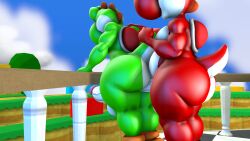 16:9 3d_(artwork) 4k absurd_res anal animal_humanoid anthro balls big_balls big_penis boots boots_only clothing digital_media_(artwork) dinosaur duo exhibitionism footwear footwear_only genitals green_body green_yoshi hat headgear headwear hi_res huge_balls huge_cock humanoid lizard logdoesrenders male male/male mario_bros mariyoshi_(logdoesrenders) mostly_nude nintendo overweight overweight_anthro overweight_male pecs penis prehistoric_species public public_sex red_body red_yoshi reptile saddle scalie scalie_humanoid sex shell shoes source_filmmaker_(artwork) tail widescreen yoshi yoshi_(character)