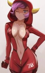 1girls adult adult_female belly belly_button bewitching_thighs bodysuit breasts child_bearing_hips cleavage collarbone courtney_(pokemon) curvaceous curvaceous_body curvaceous_female curvaceous_figure curvaceous_hips curvy curvy_body curvy_female curvy_figure curvy_hips digital_drawing digital_media eye_closed female female_focus female_only fertile_hips groin hand_on_hip hand_on_own_hip high_resolution highres hourglass_figure lean_figure looking_at_viewer mature mature_female medium_breasts midriff narrow_waist navel one-eye_closed one_eye_closed one_eye_open pokemon purple_eyebrows purple_eyes purple_eyes_female purple_hair purple_hair_female short_hair shoulders simple_background slender_body slender_waist slim_waist solo standing thick_thighs thighs unzipped_bodysuit upper_body vivivoovoo white_background wide_hips