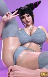 1girls 3d ass big_ass big_breasts black_hair breasts capcom cleavage female female_only hagiwara_studio huge_nipples juri_han solo street_fighter street_fighter_6 thick_thighs voluptuous wide_hips