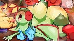 16:9 ambiguous_gender ambiguous_penetration balls blush bodily_fluids centiskorch clothed clothed_sex clothing feral flygon from_behind_position generation_2_pokemon generation_3_pokemon generation_8_pokemon genitals hi_res hisuian_form hisuian_growlithe jay_(flygonsexpress) looking_pleasured male male/ambiguous male_(lore) musk musk_clouds nintendo open_mouth partially_clothed penetration penis perching_position pokemon pokemon_(species) quilava regional_form_(pokemon) sex softestpuffss steam sweat widescreen