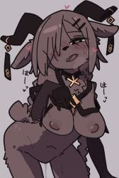 2025 anthro azur_lane big_breasts blush blush_lines bodily_fluids bovid braided_hair breasts caprine choker clothed clothing collar digital_drawing_(artwork) digital_media_(artwork) female fur genital_fluids gloves goat grey_background grey_body grey_fur hair handwear hi_res horn jewelry looking_at_viewer mammal mostly_nude narrowed_eyes navel necklace nipples nude nude_anthro nude_female one_eye_obstructed owari_(azur_lane) pose pussy pussy_drip simple_background skimpy solo sweat sweatdrop vaginal_fluids yagi_the_goat