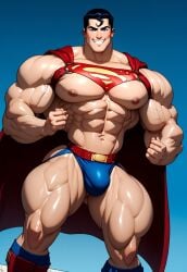 abs ai_generated ass bara biceps big_biceps big_pecs bulge cape dc dc_comics hands_on_hips harness jockstrap male male_focus male_only man_boobs muscles muscular_arms muscular_legs muscular_male muscular_thighs obliques revealing_clothes solo solo_focus solo_male superhero superman superman:_the_animated_series superman_(clark_kent) superman_(series) underwear yaoi